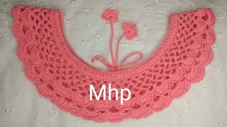 Very easy crochet collar  crochet neck designকুশিকাটার গলার ডিজাইন।myhobbyproject [upl. by Anelad]