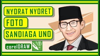 menggambar wajah sandiaga uno  vector art tutorial corel draw  vektor wajah [upl. by Yuk]