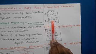 Compiler Design Optimization of Basic Blocks Transformations of Basic Blocks [upl. by Aznofla]