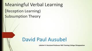 Ausubels Theory of Learning [upl. by Tasha]