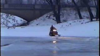 MUST SEE snowmobile through ice FAIL [upl. by Annice]