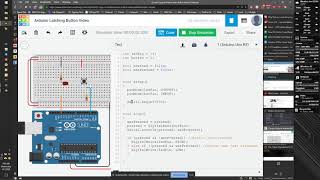 Basic Arduino Latching Button in TinkerCAD [upl. by Adnuhsal]