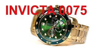 Invicta 0075 Pro Diver Gold Tone Green Dial Chronograph Watch [upl. by Eylatan]