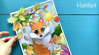 Hattifant  Autumn Craft  3D Fox Collage  Tutorial [upl. by Onavlis]