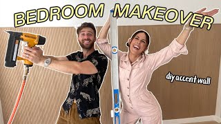 Easy DIY Headboard Wall  TOTAL Bedroom Makeover [upl. by Smith]