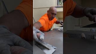 Troweling concretefinishing concretecountertops diy concretefinisher concretesurface [upl. by Ahsiak576]