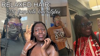 RELAXED HAIR My favorite hairstyles • Really a wash day fail Lolol [upl. by Saqaw752]