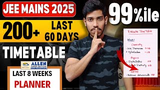 JEE 2025 Score 99ile in Next 60 Days🔥 8 Weeks TIME TABLE for JEE Mains 2025 JAN Attempt [upl. by Eilime292]