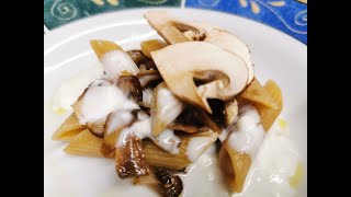 Penne integrali Bio saltate con funghi champignon crema e colatura di stracchino Fabio Mendolicchio [upl. by Aleehs]