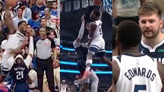 ANTHONY EDWARDS LOST IT AFTER SHOCKING POSTER DUNK amp REMINDS MAVS AFTER FLYING IN THE RAFTERS [upl. by Hock]