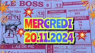 Boss Demain mercredi 20 novembre 2024💲💲quinte demain 💲💲base SOLIDE [upl. by Adnowal]