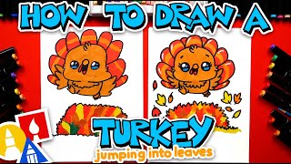 How To Draw A Turkey Jumping Into A Pile Of Leaves [upl. by Guadalupe640]