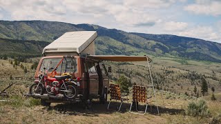 Van Camping with a vintage Honda Trail  BC Canada  todaye30 anamorphic vanlife westfalia [upl. by Algy]