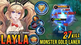 Layla 27 Kills Insane One Shot Critical Damage  Build Top 1 Global Layla  MLBB [upl. by Ynamad]