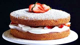 Easy Victoria Sponge Cake Recipe with Cream and Strawberries [upl. by Zebulon]