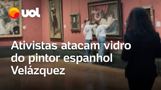 Ativistas quebram vidro de quadro do pintor Velázquez em museu de Londres veja vídeo [upl. by Anirt]