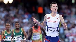 Jakob Ingebrigtsen MUSCLES his way to mens 5000m win Grant Fisher races to bronze  Paris Olympics [upl. by Richie]