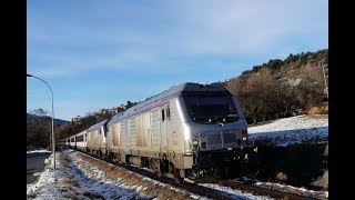 ICN à 14 voitures et TER sur létoile de Veynes Décembre 2018 BB 75300 [upl. by Lednem427]