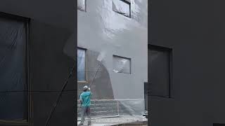 Exterior Walls Rubber Waterproof Coating Spraying Technique [upl. by Marozas]