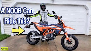 A BEGINNER Motorcycle KTM 690 SMC R  Supermoto [upl. by Kcirdot545]