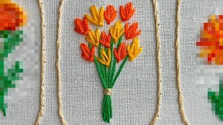 Embroidery Designs for handkerchief Simple Embroidery Pattern Cute Flower Embroidery ASMR video [upl. by Ferguson]