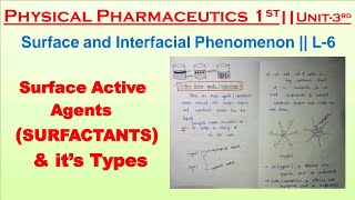 Surfactants  Types Of Surfactants  Physical Pharmaceutics  L6 Unit3  B pharmacy 3rd Sem [upl. by Gaige]