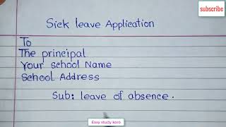 Sick leave application to principal  Sick Leave Application To The Principal For Class 3  Letter [upl. by Cacka844]