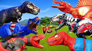 All Dinosaurs Fighting TRex amp IRex Green Dinosaur Indominus Rex Color Pack Jurassic World Evolution [upl. by Ardet]