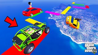 FRANKLIN TRIED IMPOSSIBLE COLORFUL BLOCK JUMP PARKOUR RAMP CHALLENGE GTA 5  SHINCHAN and CHOP [upl. by Ramel295]