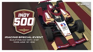 The iRacing INDY 500  Indianapolis Motor Speedway  Open Setup [upl. by Ardnuahs]