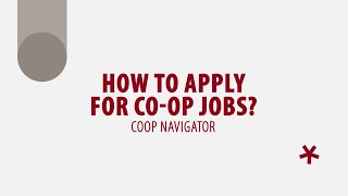 How to apply to COOP Jobs  COOP Navigator [upl. by Yenetruoc]