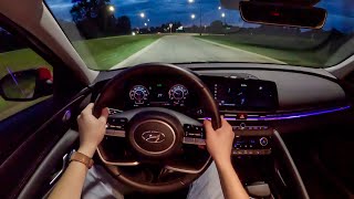 2023 Hyundai Elantra Limited  POV Night Drive Binaural Audio [upl. by Aztiraj]