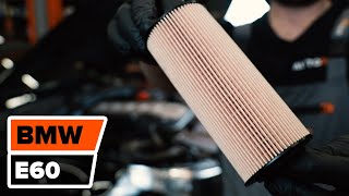 How to change Engine Oil and Oil filter on BMW 5 E60 TUTORIAL  AUTODOC [upl. by Wiley662]