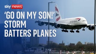 Storm Noa Planes struggle to land at Heathrow [upl. by Anairb]