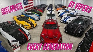 DODGE VIPER COLLECTION 61 VIPERS the countries second largest viper collection full walkthrough [upl. by Adrial]