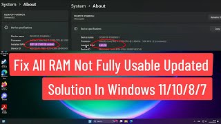 Fix All RAM Not Fully Usable Updated Solution In Windows 111087 [upl. by Denten685]