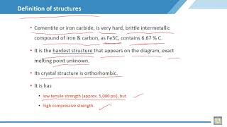 Material Science  2  C8L6  Definition of structures Cementite [upl. by Annohsat734]