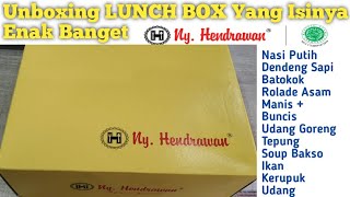 UNBOXING  LUNCH BOX 002  CATERING NY HENDRAWAN  ROLADE amp DENDENG BATOKOK  KERUPUK [upl. by Lou]