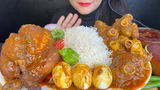 ASMR EATING MUTTON KEEMA CURRYSPICY WHOLE CHICKEN CURRYEXTRA GRAVYRICE AND SALAD FOOD VIDEO [upl. by Yard]