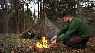 Autumn bushcraft camping with Old School Czechoslovakian Zeltbahn [upl. by Kim]