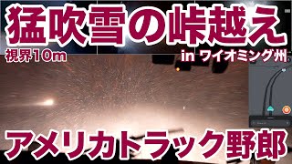 アメリカ長距離トラック運転手 猛吹雪の峠越え 視界10m in ワイオミング州 【1286 202428】 [upl. by Neeham]