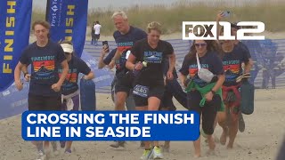 Hood To Coast runners walkers cross finish line in Seaside [upl. by Thier]