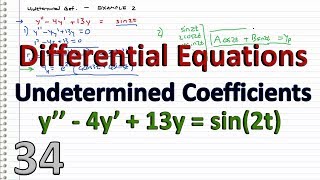 Differential Equations  34  Undetermined Coefficients  AcoswtBsinwt [upl. by Xever]