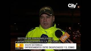 Enfrentamientos entre el ESMAD y encapuchados en la Av Calle 26  Citytv [upl. by Sergu]