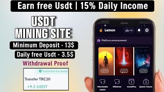 New Usdt Mining Site  usdt earning site  usdt mining app  trx Cloud Mining  usdt investment 2024 [upl. by Jamille]