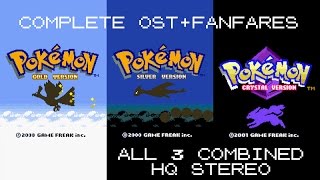 Pokemon GoldSilverCrystal Soundtrack HQ STEREO COMPLETE OST amp FANFARES [upl. by Muraida]