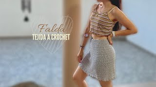 FALDA TEJIDA FACIL Y RAPIDO  FALDA A CROCHET [upl. by Temme852]