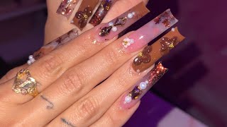 BROWN FALL NAILS  ACRYLIC NAILS TUTORIAL  OMBRE NAIL TUTORIAL 🤎 [upl. by Cynthla]