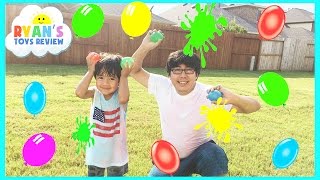 COLOR WATER BALLOONS FIGHT  Outdoors Activities for Kids [upl. by Ylicec]