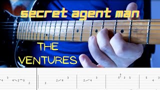 Secret Agent Man The Ventures Guitar cover amp tab [upl. by Sandor]